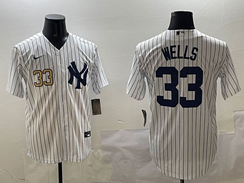 Men New York Yankees #33 Wells White Stripe Game 2025 Nike MLB Jersey style 5->new york yankees->MLB Jersey